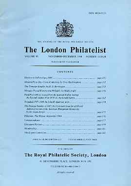 Literature - London Philatelist Vol 93 Number 1103-04 dated Nov-Dec 1984 - with articles relating to Monaco, FPOs Afghanistan, Trinidad & Austro-Hungary, stamps on 