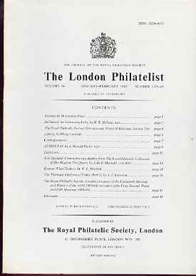 Literature - London Philatelist Vol 94 Number 1105-06 dated Jan-Feb 1985 - with articles relating to Stellaland, New Zealand (The Royal Collection), Victoria & Thematics, stamps on 