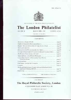 Literature - London Philatelist Vol 94 Number 1107-08 dated Mar-Apr 1985 - with articles relating to Belgium, Western Australia, Ceylon & Free Franks, stamps on 