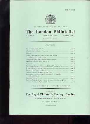 Literature - London Philatelist Vol 95 Number 1119-20 dated Mar-Apr 1986 - with articles relating to Ceylon, Curacao, Surinam, Alderney & Montenegro, stamps on 