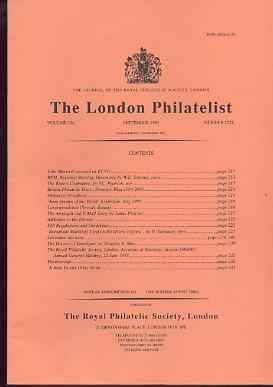 Literature - London Philatelist Vol 104 Number 1228 dated September 1995 - with articles relating to Airgraph & V-Mails, Rumania, stamps on 