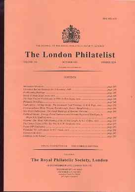 Literature - London Philatelist Vol 104 Number 1229 dated October 1995 - with articles relating to St Vincent, South Africa, Falkland Islands & Victoria, stamps on 