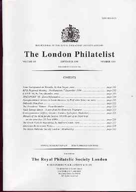 Literature - London Philatelist Vol 105 Number 1238 dated September 1996 - with articles relating to Panagra Airmails & Greek Posts in Macedonia, stamps on 