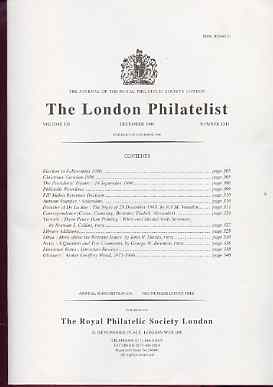 Literature - London Philatelist Vol 105 Number 1241 dated December 1996 - with articles relating to De La Rue, Victoria, Libya Revenues & Nevis, stamps on 