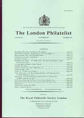 Literature - London Philatelist Vol 106 Number 1250 dated November 1997 - with articles relating to Chile, Queensland & Errors, stamps on 