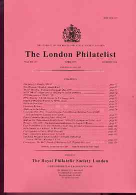 Literature - London Philatelist Vol 107 Number 1254 dated April 1998 - with articles relating to Colombia, Mail Via Brindisi, Hawaii & Cape of Good Hope, stamps on 
