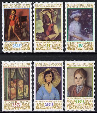 Bulgaria 1987 Paintings in Sofia National Gallery set of 6, Mi 3598-3603, stamps on arts