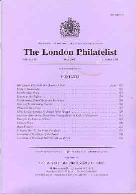 Literature - London Philatelist Vol 110 Number 1295 dated May 2002 - with articles relating to UPU Colours, Austrian Army, Ethiopia & St Lucia, stamps on 