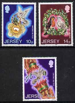 Jersey 1986 Christmas - International Year of Peace set of 3 unmounted mint, SG 402-04, stamps on christmas, stamps on birds, stamps on peace
