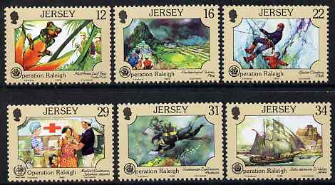 Jersey 1988 Operation Raleigh set of 6 unmounted mint, SG 452-57, stamps on ships, stamps on scuba, stamps on frogs, stamps on nursing, stamps on red cross, stamps on rock climbing