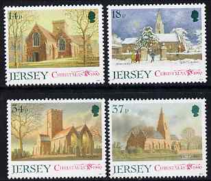 Jersey 1990 Christmas - Jersey Parish churches (2nd series) set of 4 unmounted mint, SG 535-38, stamps on christmas, stamps on churches