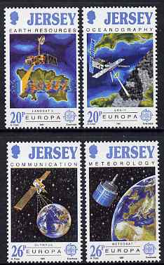 Jersey 1991 Europa- Europe in Space set of 4 unmounted mint, SG 545-48, stamps on europa, stamps on space, stamps on communications