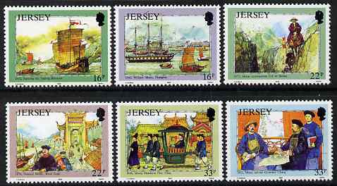 Jersey 1992 Jersey Adventures (3rd Series) - 150th Birth Anniversary of William Mesny set of 6 unmounted mint, SG 573-78, stamps on ships, stamps on costumes