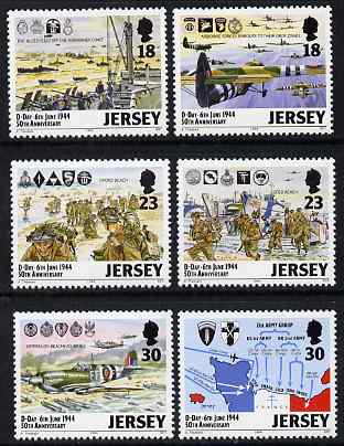 Jersey 1994 50th Anniversary of D-Day set of 6 unmounted mint, SG 659-64, stamps on  ww2 , stamps on maps, stamps on aviation, stamps on militaria, stamps on ships