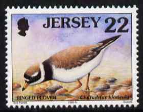 Jersey 1997-99 Seabirds & Waders 22p Ringed Plover unmounted mint SG 782, stamps on birds