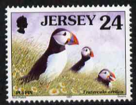Jersey 1997-99 Seabirds & Waders 24p Atlantic Puffin unmounted mint SG 784, stamps on birds