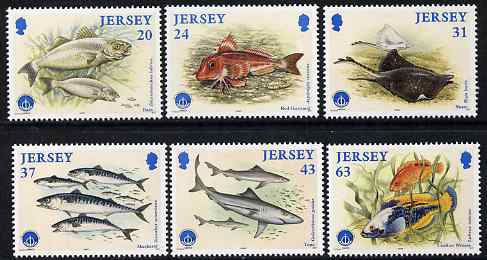Jersey 1998 International Year of the Ocean - Fishes set of 6, unmounted mint SG 864-69, stamps on fish