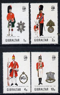 Gibraltar 1971 Military Uniforms #3 set of 4 unmounted mint, SG 290-93, stamps on militaria, stamps on uniforms