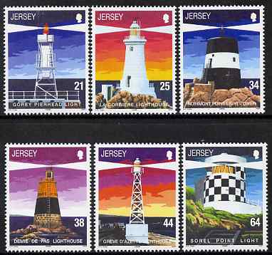Jersey 1999 Lighthouses - 1st series set of 6 unmounted mint, SG 917-22, stamps on lighthouses