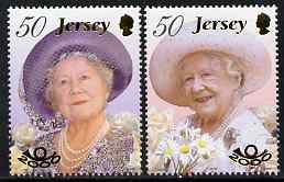 Jersey 2000 Queen Elizabeth the Queen Mother 100th Birthday set of 2 unmounted mint, SG 959-60, stamps on royalty, stamps on queen mother
