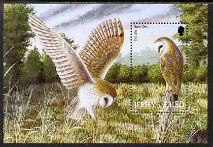 Jersey 2001 Birds of Prey perf m/sheet unmounted mint, SG MS1005, stamps on birds, stamps on birds of prey, stamps on owls
