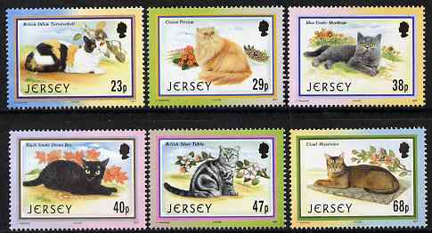 Jersey 2002 25th Anniversary of Caesarea Cat Club set of 6 unmounted mint, SG 1060-65, stamps on cats