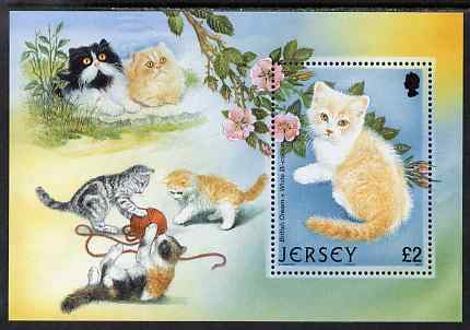 Jersey 2002 25th Anniversary of Caesarea Cat Club perf m/sheet unmounted mint, SG MS1066, stamps on cats