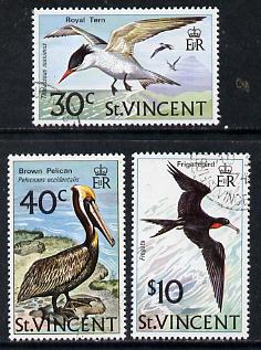 St Vincent 1974 Birds set of 3 unmounted mint SG 396-98, stamps on birds      pelican    tern    frigate