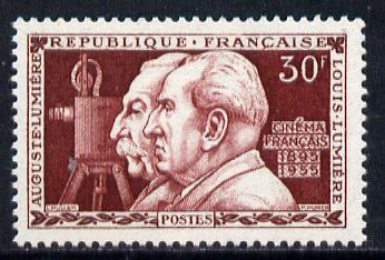 France 1955 French Cinema (Lumiere Brothers) unmounted mint SG 1259*, stamps on films, stamps on entertainments, stamps on photography, stamps on cinema