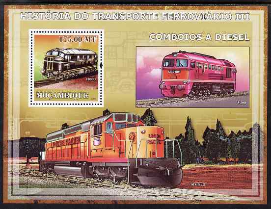 Mozambique 2009 History of Transport - Railways #03 perf s/sheet unmounted mint, stamps on transport, stamps on railways