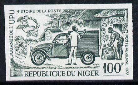 Niger Republic 1973 World Universal Postal Union Day 100f (Mail Van) imperf colour trial proof (SG 446) several different colour combinations available but price is for ONE unmounted mint, stamps on upu    postal     cars, stamps on  upu , stamps on 