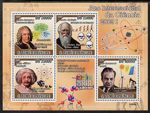 St Thomas & Prince Islands 2009 International Science Year #1 perf sheetlet containing 4 values unmounted mint, stamps on , stamps on  stamps on personalities, stamps on  stamps on einstein, stamps on  stamps on science, stamps on  stamps on physics, stamps on  stamps on nobel, stamps on  stamps on maths, stamps on  stamps on space, stamps on  stamps on judaica, stamps on  stamps on atomics, stamps on  stamps on energy, stamps on  stamps on darwin, stamps on  stamps on 