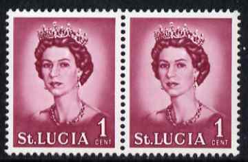St Lucia 1964 QEII def 1c unmounted mint pair, one stamp with L flaw from R4/6, SG 197var, stamps on royalty