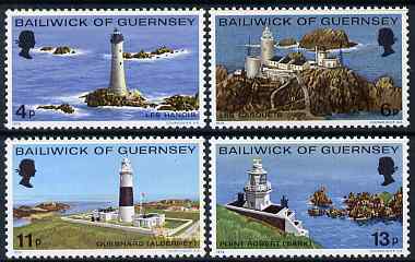Guernsey 1976 Lighthouses set of 4 unmounted mint, SG 135-38, stamps on lighthouses