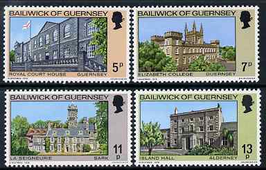 Guernsey 1976 Christmas - Buildings set of 4 unmounted mint, SG 145-48, stamps on christmas
