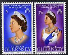 Guernsey 1977 Silver Jubilee set of 2 unmounted mint, SG 149-50, stamps on , stamps on  stamps on royalty