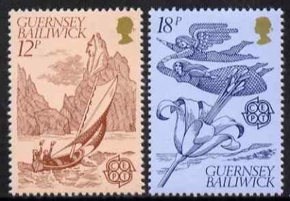 Guernsey 1981 Europa - Folklore set of 2 unmounted mint, SG 230-31, stamps on europa, stamps on ships, stamps on fairies, stamps on flowers