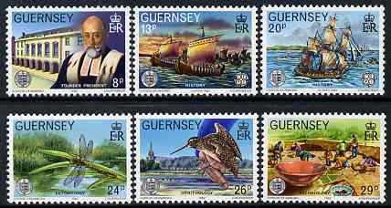 Guernsey 1982 Centenary of La Societe Guernesiaise set of 6 unmounted mint, SG 253-58, stamps on , stamps on  stamps on ships, stamps on  stamps on insects, stamps on  stamps on dragonflies, stamps on  stamps on birds, stamps on  stamps on snipe, stamps on  stamps on pottery