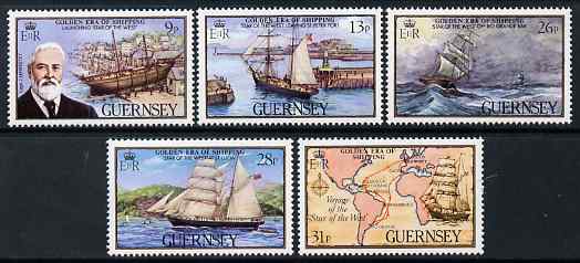 Guernsey 1983 Guernsey Shipping (1st series) set of 5 unmounted mint, SG 282-86, stamps on ships, stamps on maps