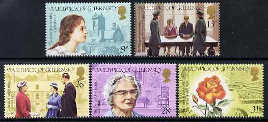 Guernsey 1984 Birth Centenary of Sibyl Hathaway, Dame of Sark set of 5 unmounted mint, SG 287-91, stamps on , stamps on  stamps on women, stamps on  stamps on royalty, stamps on  stamps on  ww2 , stamps on  stamps on roses