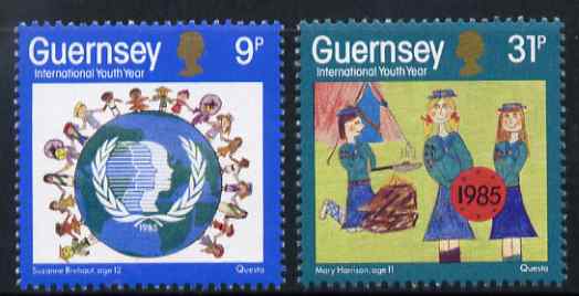 Guernsey 1985 International Youth Year set of 2 unmounted mint, SG 338-39, stamps on children