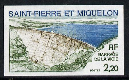 St Pierre & Miquelon 1976 Vigie Dam two different Imperf colour trial proofs unmounted mint, SG 549, stamps on , stamps on  stamps on dams    buildings    civil engineering    irrigation