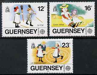 Guernsey 1989 Europa - Children's Toys & Games set of 3 unmounted mint, SG 451-53, stamps on europa, stamps on children, stamps on games