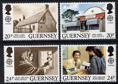 Guernsey 1990 Europa - Post Office Buildings set of 4 unmounted mint, SG 486-89, stamps on europa, stamps on postal