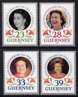 Guernsey 1992 40th Anniversary of Acession set of 4 unmounted mint, SG 552-55, stamps on royalty