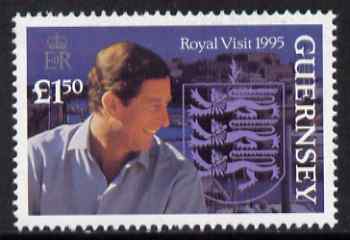 Guernsey 1995 Royal Visit £1.50 (Prince Charles) unmounted mint, SG 680, stamps on royalty