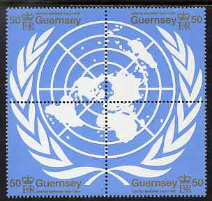 Guernsey 1995 50th Anniversary of United Nations set of 4 unmounted mint, SG 682-85, stamps on united nations