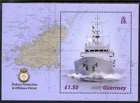 Guernsey 2003 Decommissioning of HMS Guernsey (fishery protection patrol vessel) perf m/sheet unmounted mint, SG MS997, stamps on ships, stamps on maps, stamps on fishing