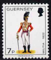 Guernsey 1974-78 Officer, East Regiment 7p from Militia Uniforms def set unmounted mint, SG 107a, stamps on militaria, stamps on militry uniforms