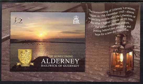 Guernsey - Alderney 2005 50th Anniversary of Return of War Evacuees perf m/sheet unmounted mint, SG MSA266, stamps on arms, stamps on heraldry, stamps on  ww2 , stamps on 